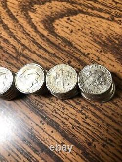 ROLL 50 1964 P Brilliant Uncirculated Silver Roosevelt Dimes, Nice Gems