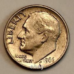 Rare 1966 Roosevelt Dime Distortion In God We Trust and Liberty No Mint Mark