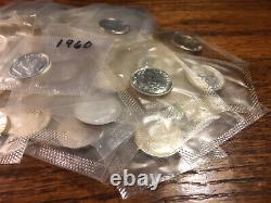 Roll of 46 1960 Roosevelt Dime 90% Silver Proof Original Proof Set Cello