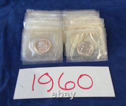 Roll of 50 1960 Roosevelt Dime 90% Silver Proof Original Proof Set Cello SN1