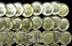 Roll of 50 1961 1963 1964 P D Uncirculated 90% Silver Roosevelt Dime BU