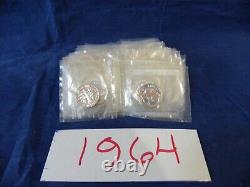 Roll of 50 1964 Roosevelt Dime 90% Silver Proof In Original Proof Set Cello #1