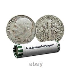 Roll of 50 90% Silver Roosevelt Dimes Circulated
