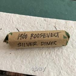 Roll of 50 Roosevelt 90% silver dimes All 1960, Good Condition, uncirculated