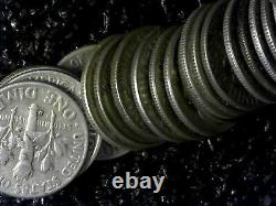 Roll of 50 Roosevelt dimes! 1946-1964. No cost shipping
