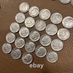 Roosevelt Dime Roll 90% Silver 50 Coins 1946-1964 Assorted years Uncertified