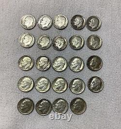 Roosevelt Dimes 1948-1964 90% Silver Lot of 24