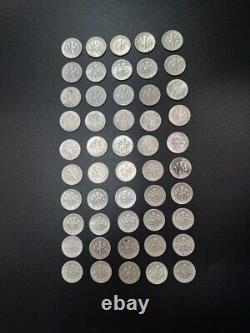 Roosevelt Dimes 50 Coins 90% silver 1 Roll 5$ FV