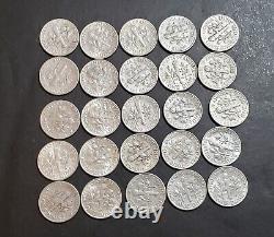 Roosevelt SILVER Dimes 10c, 46 Coins, 1948-64, Circulated, Estate Item