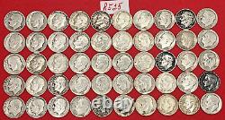 Roosevelt Silver Dimes Roll of 50 SILVER DIMES ALL DATED 1950-1959 Lot #R525