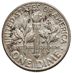 SCARCE ERROR! 1964 D Roosevelt 10 Cents. 900 Silver US Coin # 0833