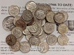 Silver Roll Of 50 Coins Mixed 60's Dates Roosevelt Dimes Tp-3495