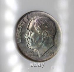 Toned 1953 NGC MS 67 Silver Roosevelt Dime Graded NGC Old Fatty Rainbow Toning