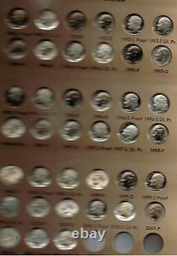 UN-circulated Roosevelt Dime collection with Proofs. 1946 2002-S