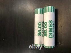 US 90% Silver Roosevelt Dimes Circulated $10 Face Value Coins Roll Unsearched