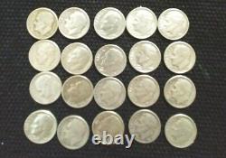 United States-100 Roosevelt Silver Circulated Dimes-1950's & 1960's