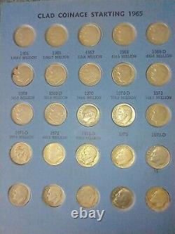 Whitman Roosevelt Dime Collectors Book with 39 silver 1946 -1964 & 17 1965-1977